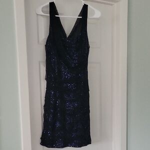 Express Black and Blue Sequin Mini Dress